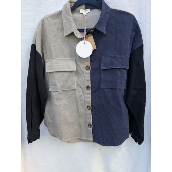 Gigi Laurent Umgee Women's Color Block Corduroy Button Down Jacket Sz Small NWT - Picture 1 of 6